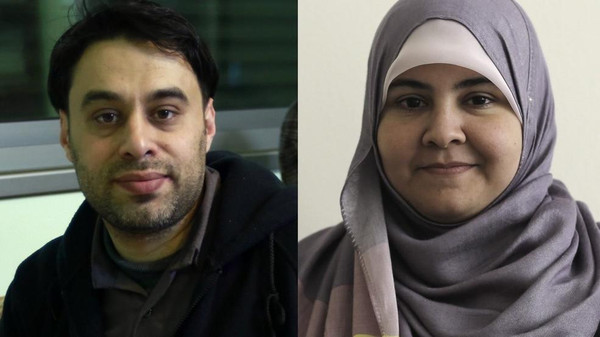 Rashid (left) and Dalia (right) were engaged (signed their marriage contract) four years ago and have only been together in person for six days. Credit: The Independent. 